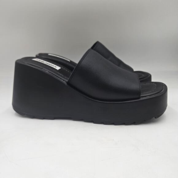 Steve Madden Y2k 90s Pepe Platform Wedges Slides Sandals Mules Black Size 10 - Picture 1 of 7